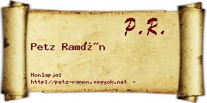 Petz Ramón névjegykártya
